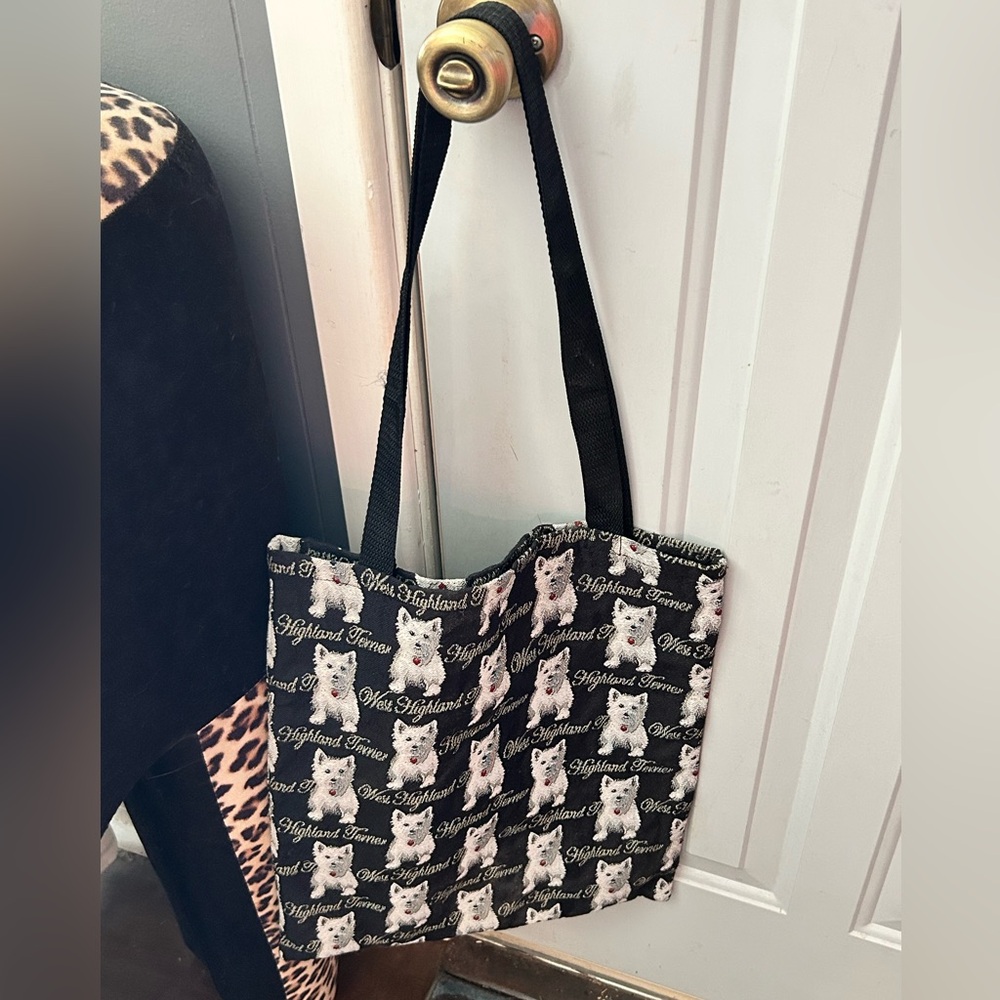 Black and White Westie Tote Bag - Picture 2 of 8